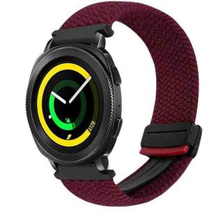 For Samsung Gear Sport 20mm Magnetic Buckle Braided Watch Strap(Wine Red)