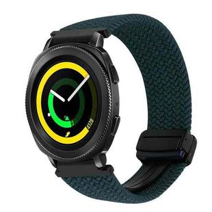 For Samsung Gear Sport 20mm Magnetic Buckle Braided Watch Strap(Forest Green)