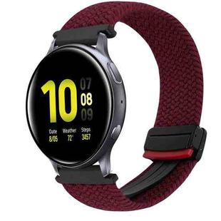 For Samsung Galaxy Watch Active 2 20mm Magnetic Buckle Braided Watch Strap(Wine Red)