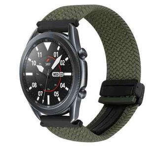 For Samsung Galaxy Watch 3 41mm 20mm Magnetic Buckle Braided Watch Strap(Olive Green)