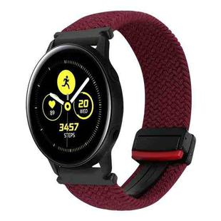 For Samsung Galaxy Watch Active 20mm Magnetic Buckle Braided Watch Strap(Black Sand Red)