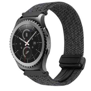 For Samsung Gear S2 Classic 20mm Magnetic Buckle Braided Watch Strap(Metallic  Black)