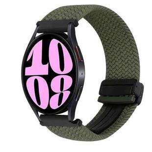 For Samsung Galaxy Watch 6 20mm Magnetic Buckle Braided Watch Strap(Olive Green)