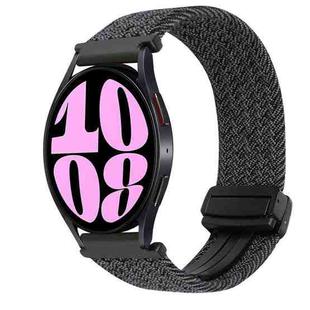 For Samsung Galaxy Watch 6 20mm Magnetic Buckle Braided Watch Strap(Metallic  Black)