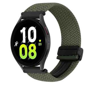 For Samsung Galaxy Watch 5 20mm Magnetic Buckle Braided Watch Strap(Olive Green)