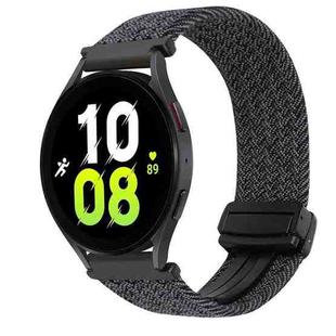 For Samsung Galaxy Watch 5 20mm Magnetic Buckle Braided Watch Strap(Metallic  Black)