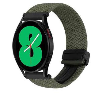 For Samsung Galaxy Watch 4 20mm Magnetic Buckle Braided Watch Strap(Olive Green)