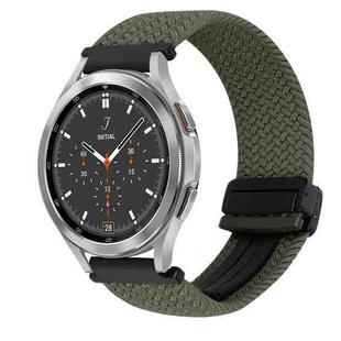 For Samsung Galaxy Watch 4 Classic 20mm Magnetic Buckle Braided Watch Strap(Olive Green)