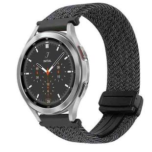 For Samsung Galaxy Watch 4 Classic 20mm Magnetic Buckle Braided Watch Strap(Metallic  Black)