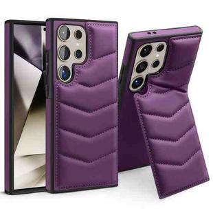 For Samsung Galaxy S22 Ultra 5G Down Jacket Card Bag Holder MagSafe Phone Case(Purple)