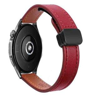 22mm Slim Magnetic Buckle Microfiber Leather Watch Band For Huawei Watch GT4 46mm(Wine Red)