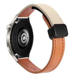 22mm Slim Magnetic Buckle Microfiber Leather Watch Band For Huawei Watch 4 Pro(Aimaorange+Cream Apricot)