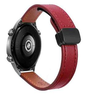 22mm Slim Magnetic Buckle Microfiber Leather Watch Band For Huawei Watch Ultimate(Wine Red)