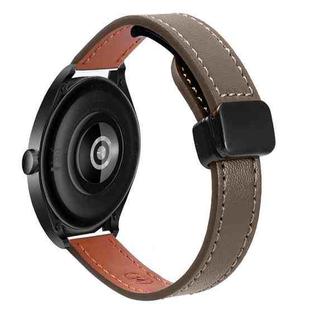 22mm Slim Magnetic Buckle Microfiber Leather Watch Band For Huawei Watch Buds(Mocha Brown)