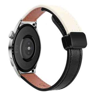 22mm Slim Magnetic Buckle Microfiber Leather Watch Band For Huawei Watch 3 Pro New(Black+Apricot)