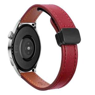 22mm Slim Magnetic Buckle Microfiber Leather Watch Band For Huawei Watch 3 Pro New(Wine Red)