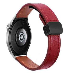 22mm Slim Magnetic Buckle Microfiber Leather Watch Band For Huawei Watch GT3 Pro 46mm(Wine Red)