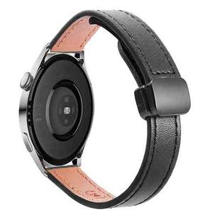 22mm Slim Magnetic Buckle Microfiber Leather Watch Band For Huawei Watch 3 Pro(Black)