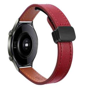 22mm Slim Magnetic Buckle Microfiber Leather Watch Band For Huawei Watch GT2 Pro(Wine Red)