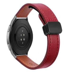 22mm Slim Magnetic Buckle Microfiber Leather Watch Band For Huawei Watch GT 2e(Wine Red)