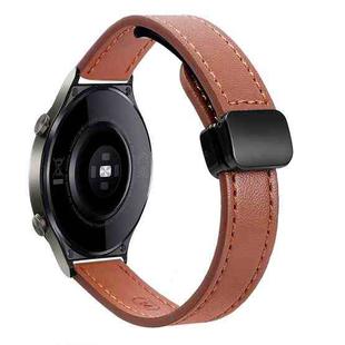 22mm Slim Magnetic Buckle Microfiber Leather Watch Band For Huawei Watch GT2 46mm(Caramel Macchiato)