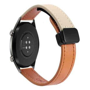 22mm Slim Magnetic Buckle Microfiber Leather Watch Band For Huawei Watch GT(Aimaorange+Cream Apricot)