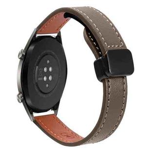 22mm Slim Magnetic Buckle Microfiber Leather Watch Band For Huawei Watch GT(Mocha Brown)