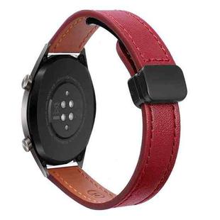 22mm Slim Magnetic Buckle Microfiber Leather Watch Band For Huawei Watch GT(Wine Red)