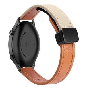 For Xiaomi Watch S2 22mm Slim Magnetic Buckle Microfiber Leather Watch Band(Aimaorange+Cream Apricot)