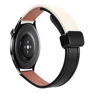 For Xiaomi Watch S1 Pro 22mm Slim Magnetic Buckle Microfiber Leather Watch Band(Black+Apricot)