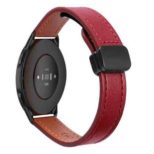 For Xiaomi Watch Color 2 22mm Slim Magnetic Buckle Microfiber Leather Watch Band(Wine Red)