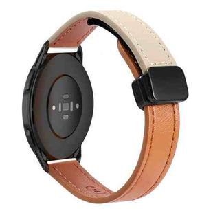 For Xiaomi Watch Color 22mm Slim Magnetic Buckle Microfiber Leather Watch Band(Aimaorange+Cream Apricot)