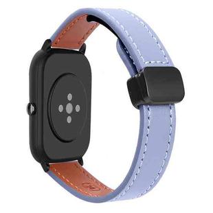 For Amazfit Watch Bip5 Small Waist 22mm Magnetic Microfiber Leather Watch Band(Lavender)