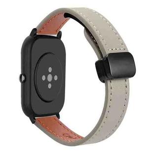 For Amazfit Watch Bip5 Small Waist 22mm Magnetic Microfiber Leather Watch Band(Calf Elephant Gray)