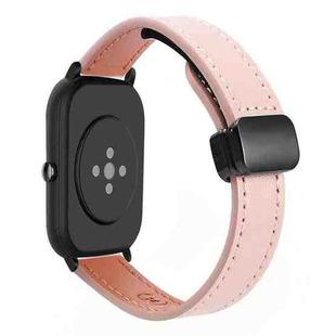 For Amazfit Watch Bip5 Small Waist 22mm Magnetic Microfiber Leather Watch Band(Sakura Pink)