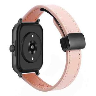 For Amazfit Watch Sport 3 Small Waist 22mm Magnetic Microfiber Leather Watch Band(Sakura Pink)