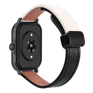 For Amazfit Watch Sport 3 Small Waist 22mm Magnetic Microfiber Leather Watch Band(Black-Apricot)