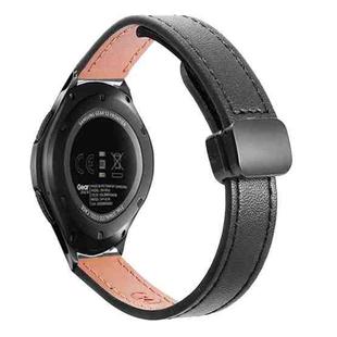 For Samsung Galaxy Gear S3 Frontier 22mm Slim Magnetic Buckle Microfiber Leather Watch Band(Black)