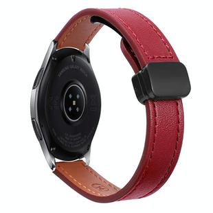 For Samsung Galaxy Watch 46mm 22mm Slim Magnetic Buckle Microfiber Leather Watch Band(Wine Red)