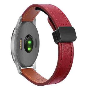 For Garmin Forerunner 255 Music 22mm Slim Magnetic Buckle Microfiber Leather Watch Band(Wine Red)