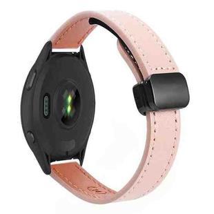 For Garmin Forerunner 265 Music 22mm Slim Magnetic Buckle Microfiber Leather Watch Band(Sakura Pink)