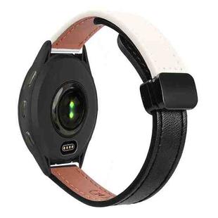 For Garmin Venu 2 22mm Slim Magnetic Buckle Microfiber Leather Watch Band(Black+Apricot)