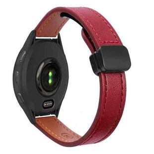 For Garmin Venu 2 22mm Slim Magnetic Buckle Microfiber Leather Watch Band(Wine Red)