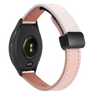 For Garmin Venu 2 22mm Slim Magnetic Buckle Microfiber Leather Watch Band(Pink+Apricot)