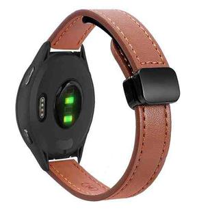 For Garmin Vivoactive 4 22mm Slim Magnetic Buckle Microfiber Leather Watch Band(Mocha Brown)