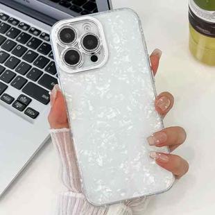 For iPhone 13 Plating Glitter Texture TPU Phone Case with Lens Film(White Shell Grain)