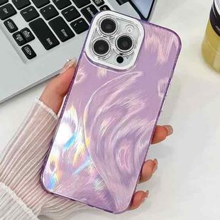 For iPhone 16 Pro Max Plating Glitter Texture TPU Phone Case with Lens Film(Purple Feather Yarn)