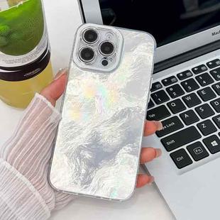 For iPhone 16 Pro Max Plating Glitter Texture TPU Phone Case with Lens Film(White  Tinfoil Texture)