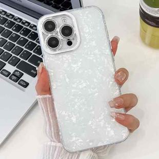 For iPhone 13 Pro Plating Glitter Texture TPU Phone Case with Lens Film(White Shell Grain)