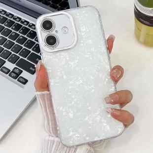 For iPhone 13 Pro Max Plating Glitter Texture TPU Phone Case with Lens Film(White Shell Grain)